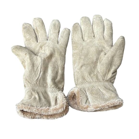Vintage Cream leather sherpa lined gloves womens large - Picture 2 of 7